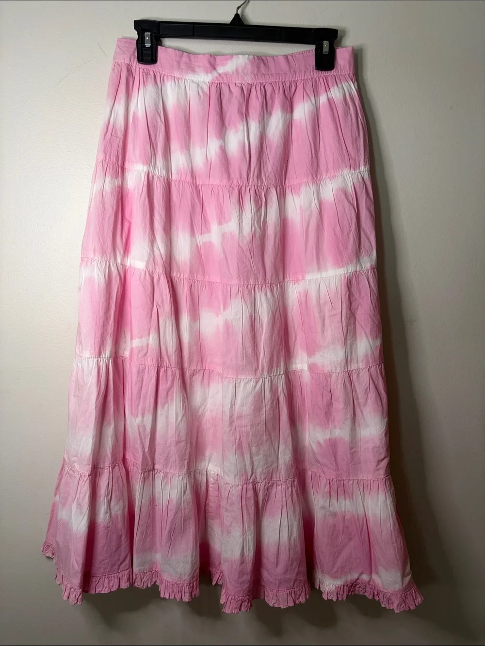 Generation Love Pink and White Tie-Dye Tiered Maxi “Dalia Skirt” - $185